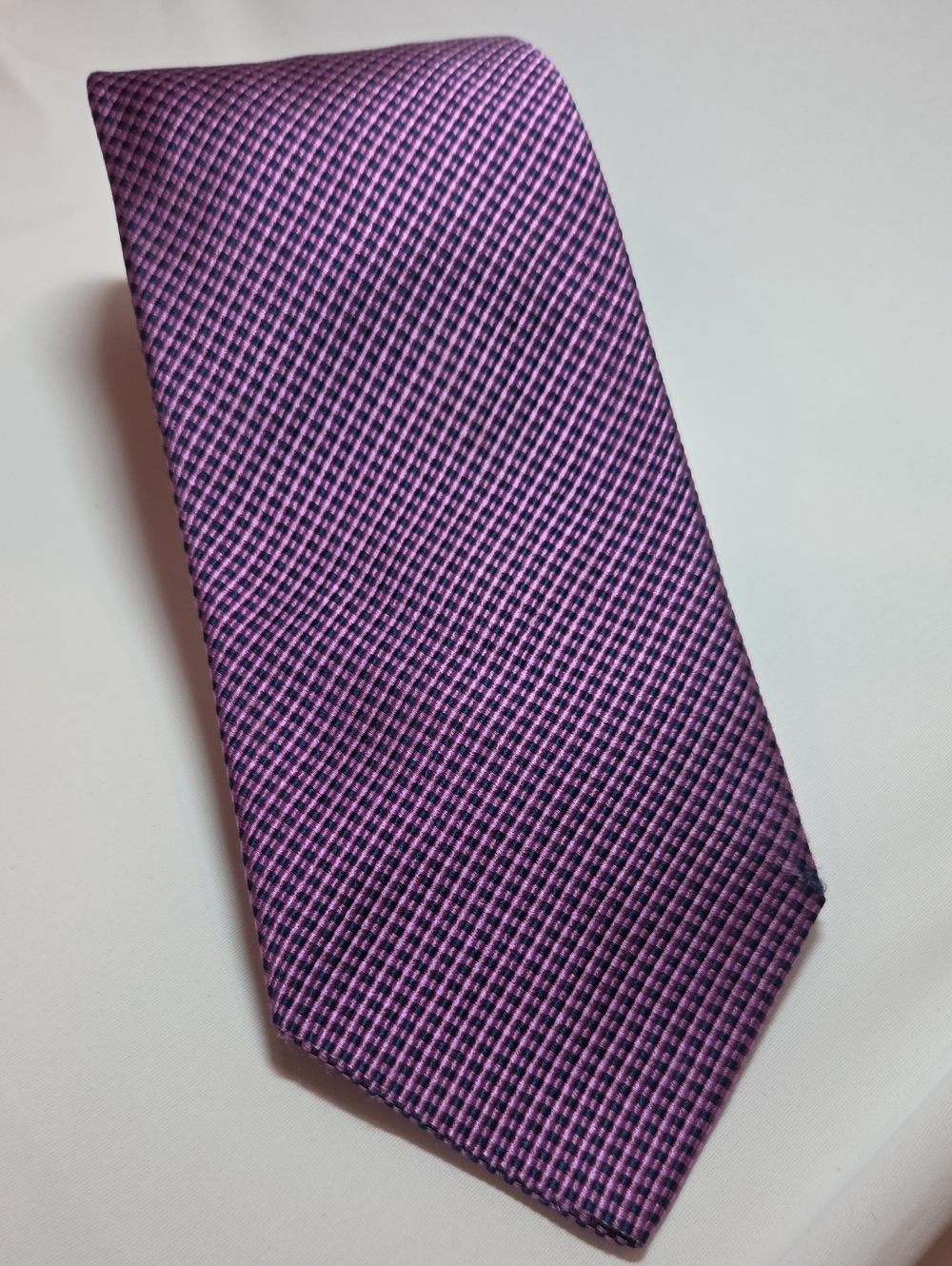 Faconnable Men's Jacquard Purple Micro-Check 100% Silk Tie XL 3.55x63"